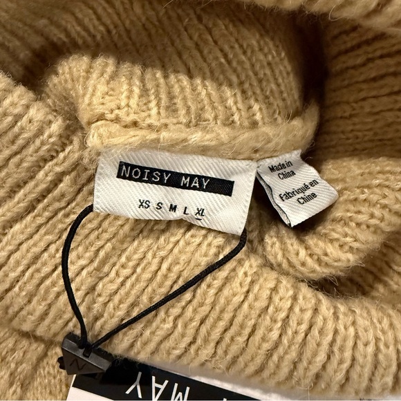Noisy May Sweater Dress Turtleneck Tan Cable Knit Design Warm Cozy Women's Sz XL - Picture 12 of 13